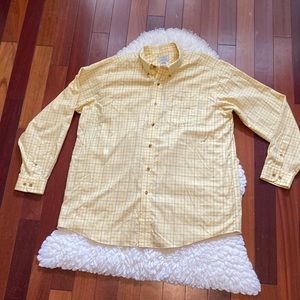 LLBean Mens Yellow Plaid Long Sleeve Button Down Shirt Size XL Like New